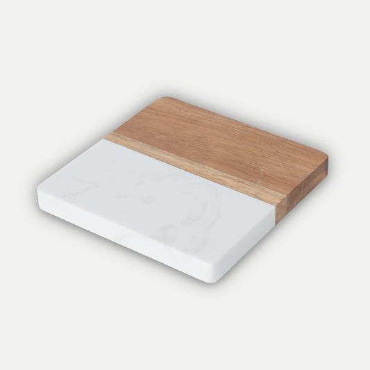 Marble and Acacia Wood Coasters (4 pack)